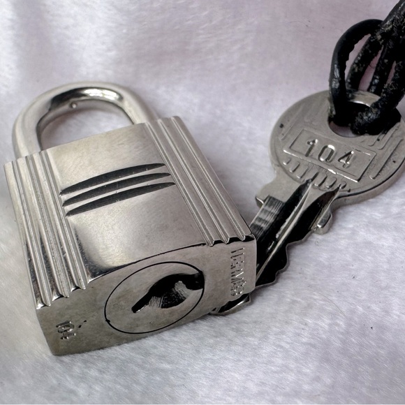 Hermes Accessories - Hermès Cadena Padlock Palladium Lock W Key & strap Charm Necklace Rare Authentic